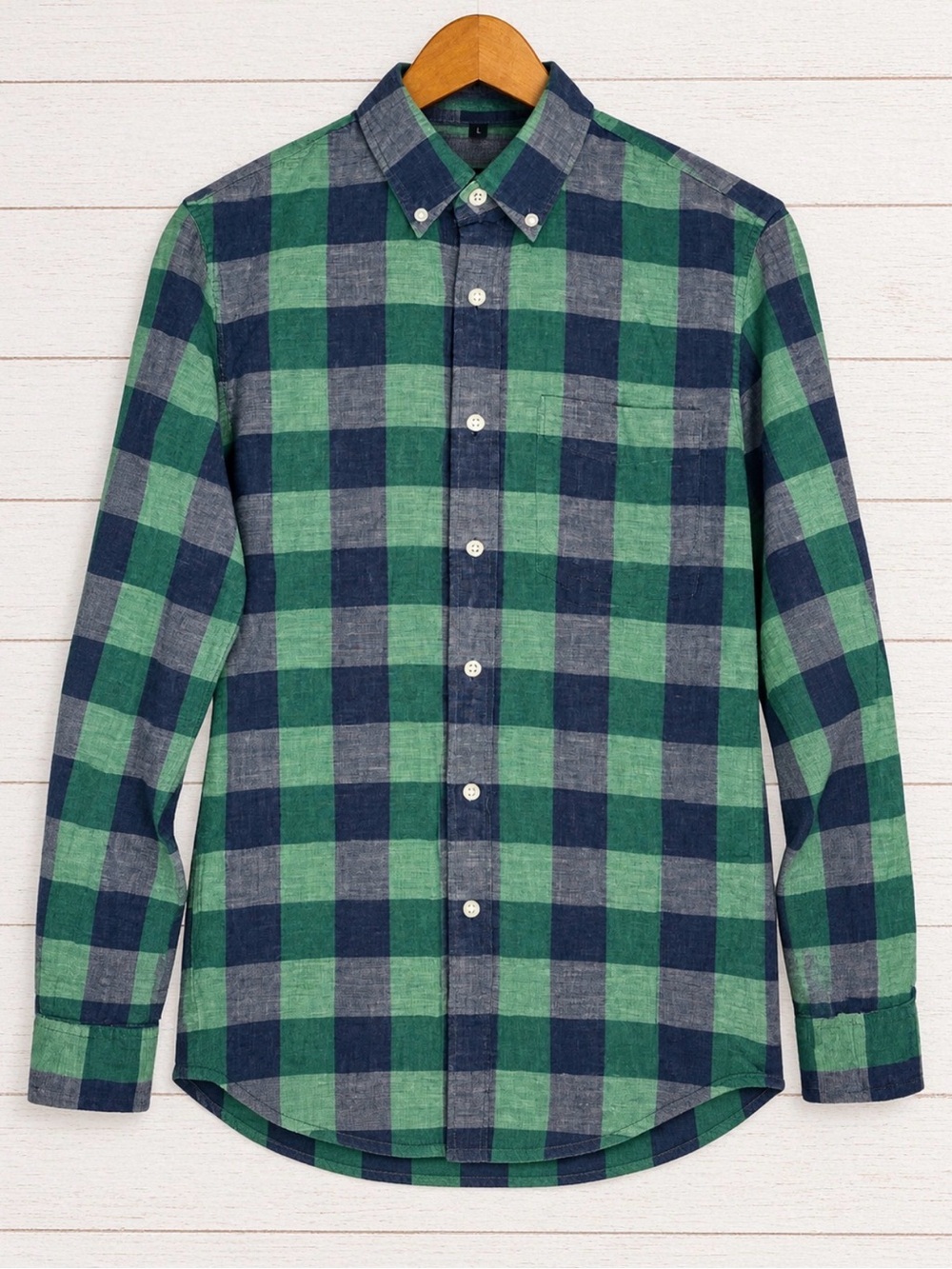 J. Crew Homespun Slim Fit Buffalo Check Button Down Shirt Men’s Medium Green